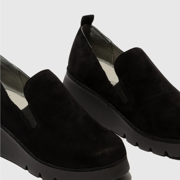 FLY LONDON Women's Black Slip-On Platform PECE406FLY KID SUEDE BLACK,Size 6.5 - Picture 3 of 7